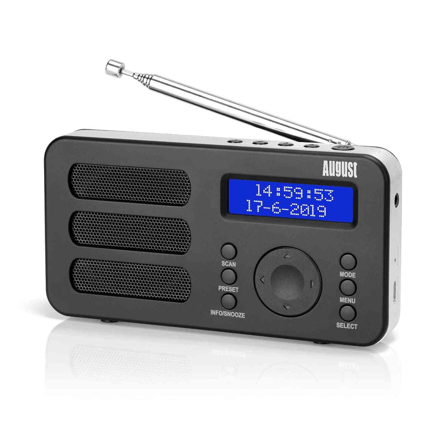 Portable Digital Radio Mb225, Dab, Dab+ Fm Rds Function With Dual Alarm Stereo,mono Speaker Rechargeable Battery With Lcd (mb225)