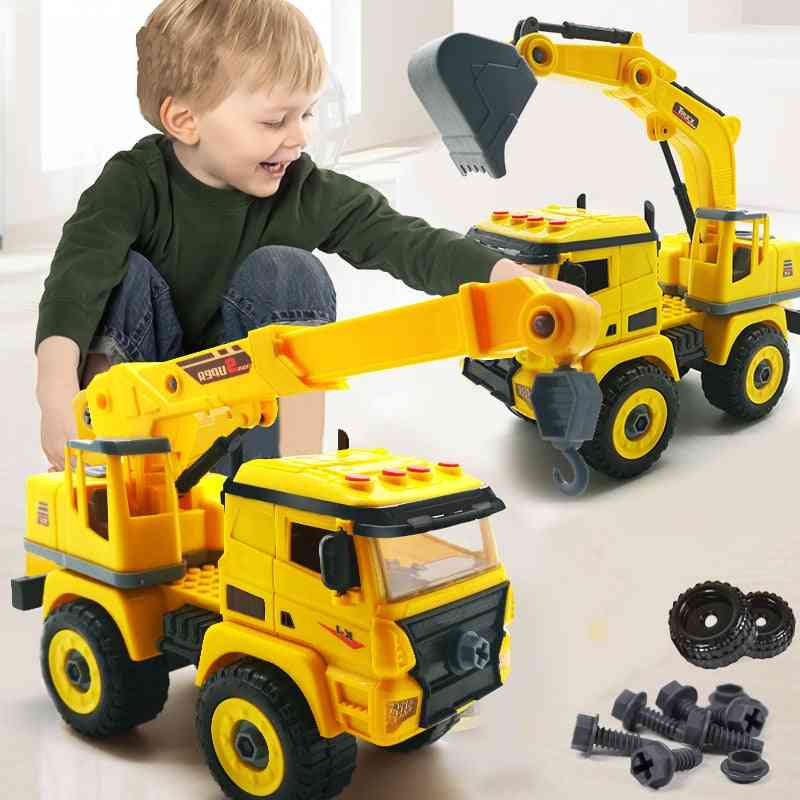 Mutter demontering lastning lossning teknik lastbil, grävmaskin bulldozer barn skruv pojke- kreativt verktyg utbildning leksaksbil modell - 841 ingen lätt musik