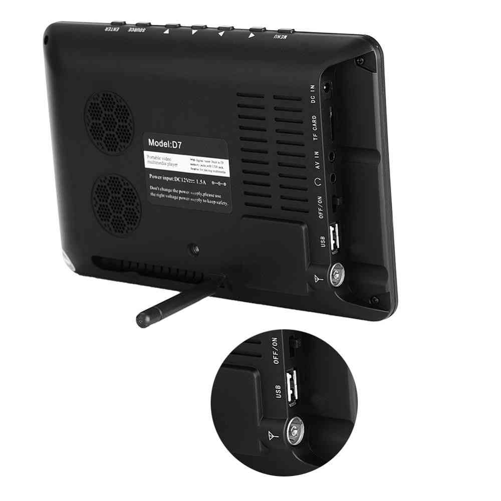 TV portatile da 7 pollici, dvb-t / t2 tv analogica digitale per auto usb tf-card rmvb / avi / mpeg / mkv / mov mini televisore lettore -