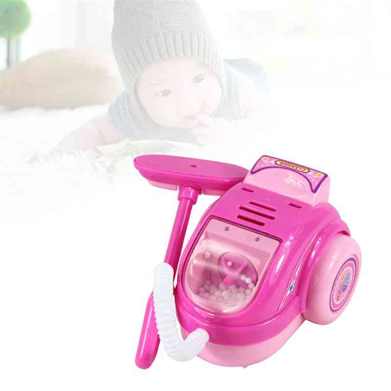 1 pc aspiradora de plástico eléctrico mini limpieza ligera, juguetes educativos de bricolaje para niños niñas -