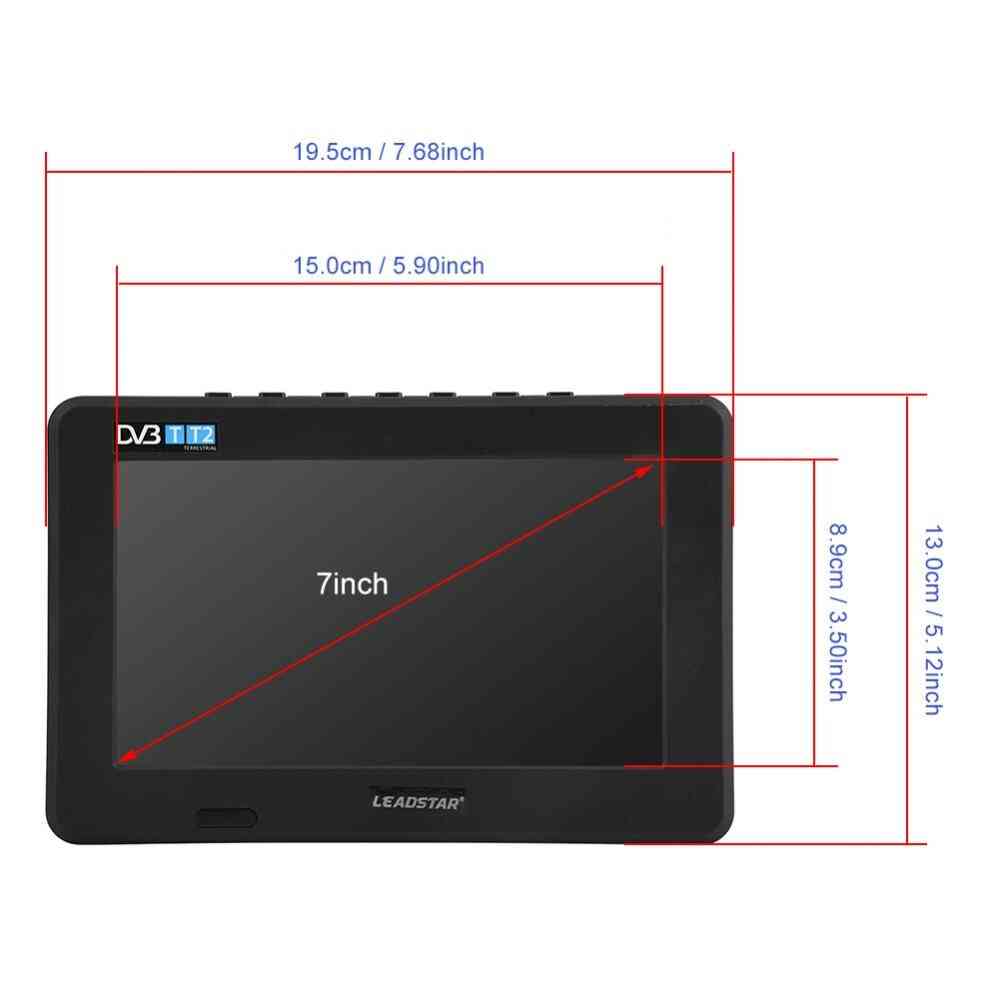 7 pouces DVB-T-T2, 16: 9 HD numérique analogique TV couleur portable, lecteur de télévision pour voiture à la maison pour prise britannique -