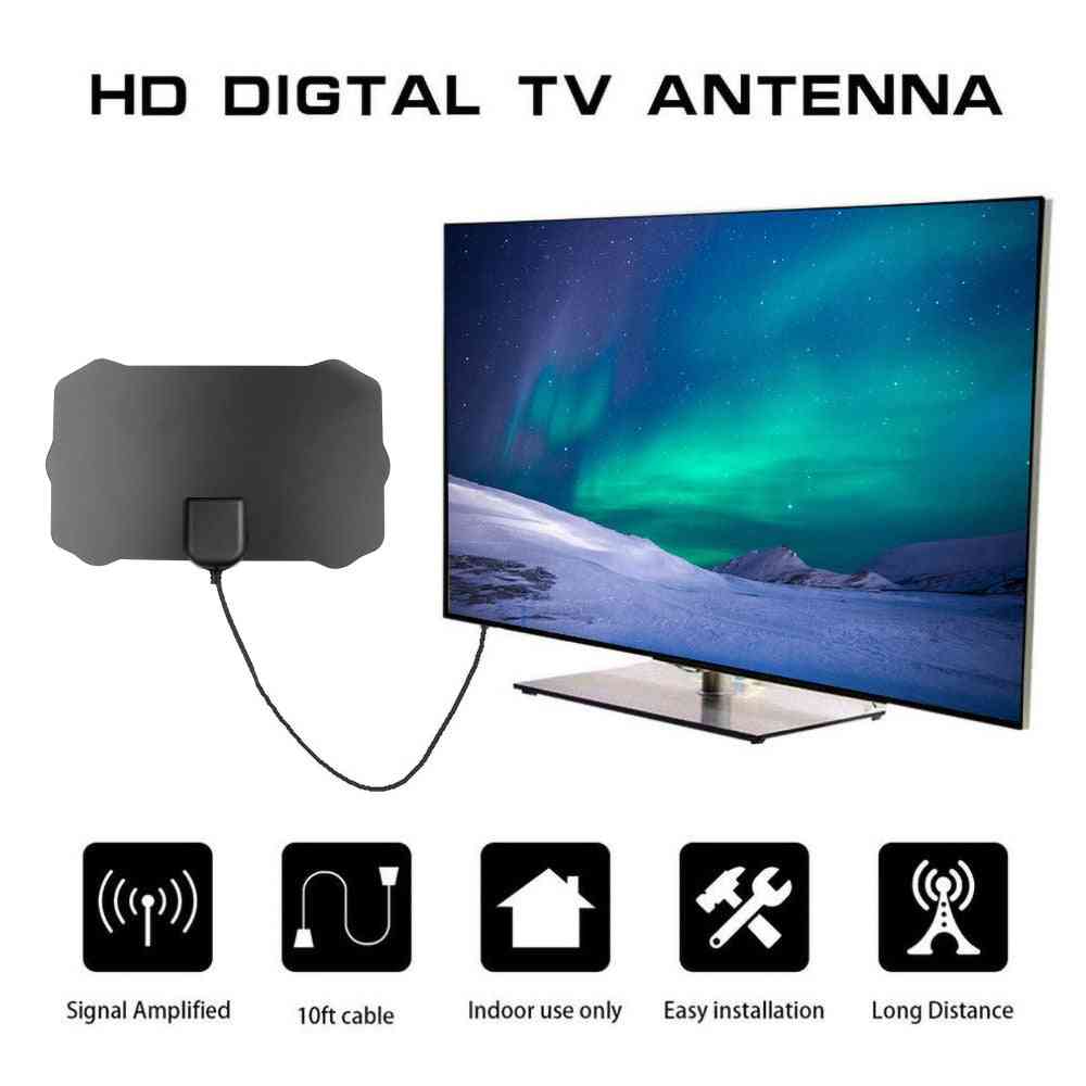 Indoor Digital Tv Antenna 200 Mile Range, 4k Hdtv Digital 1080p Tv Antenna Signal Receiver Amplifier Booster