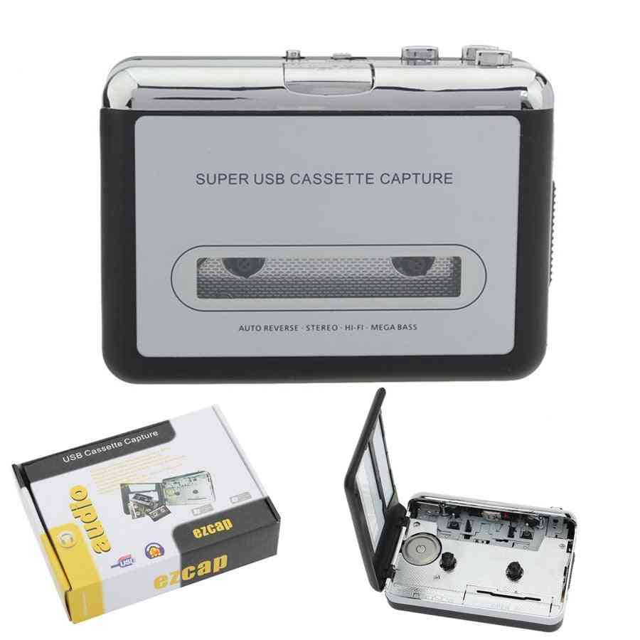 Zachycení převaděče z kazety na mp3 - hudební přehrávač Walkman a rekordéry převádějí hudbu