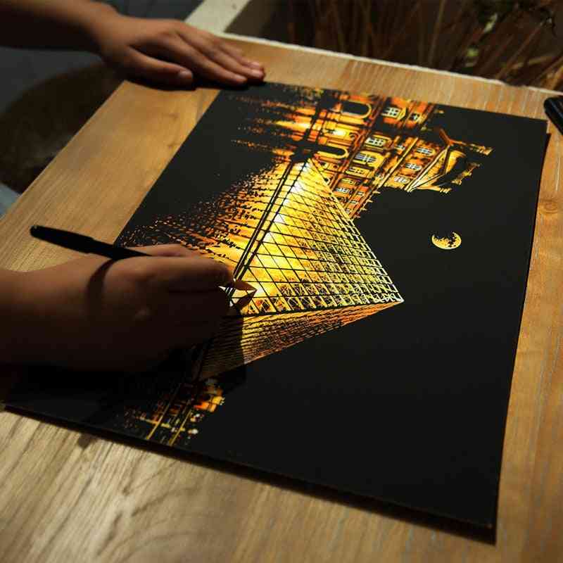 Magic Scratch Art Crafts World City, Scraping, Paintings And Decorative Paper For