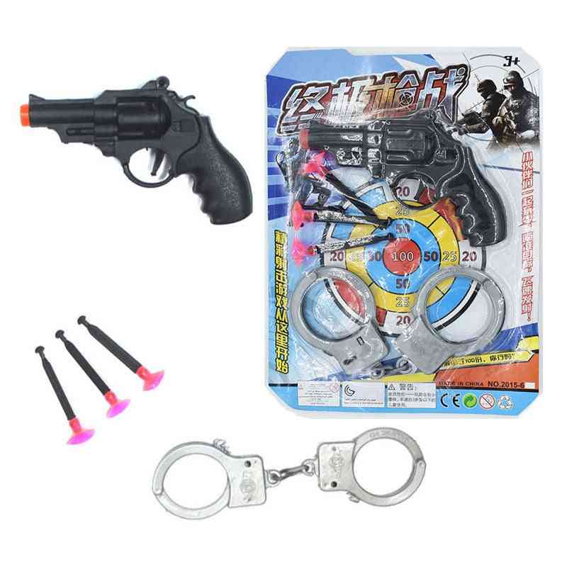 децата могат да стрелят с пистолет карта - револвер мек пистолет и белезници полицейски модел играчки