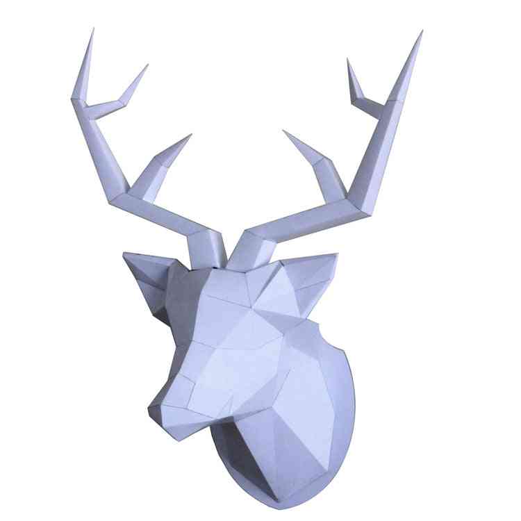 Deer-head Paper-model, Diy Living-room Wall-decoration Animal-modeling