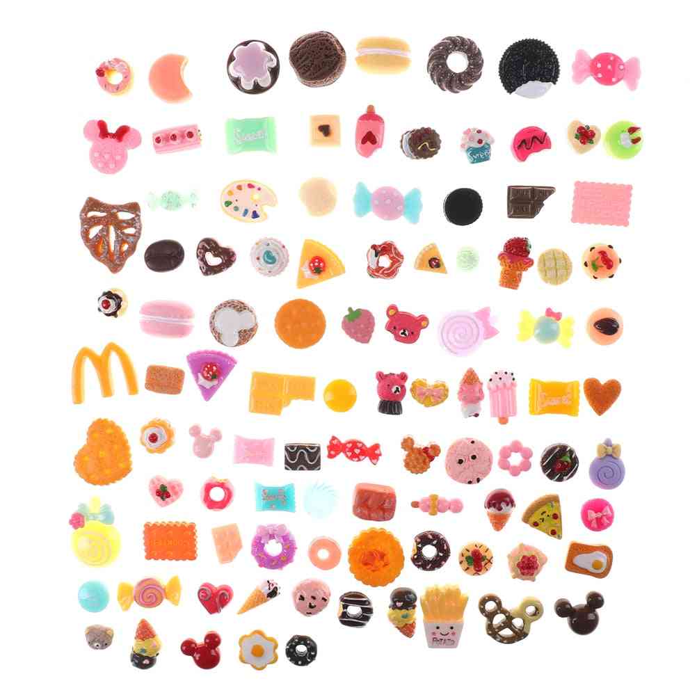 10pcs Mini Food Cakes, Donuts Biscuit Dollhouse Miniature Kitchen Decoration For Randomly
