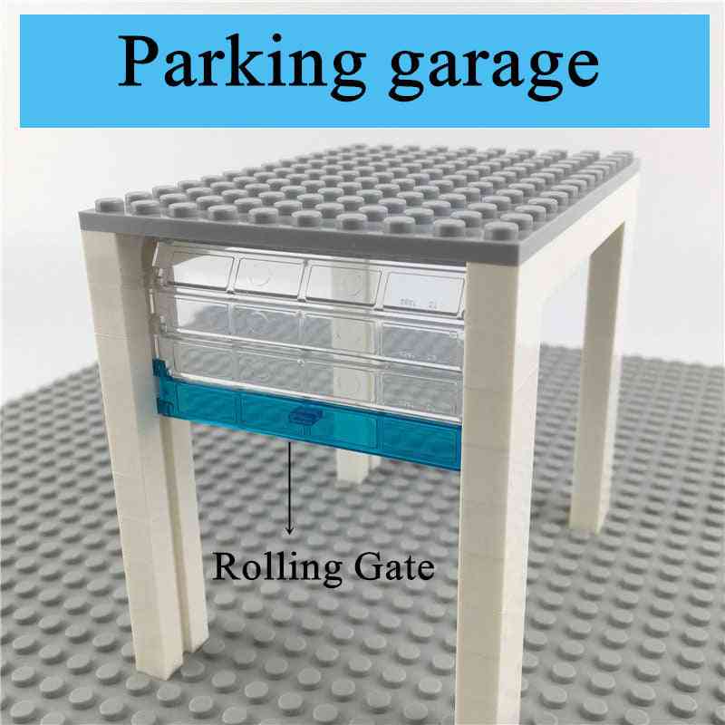 DIY Bausteine Paking, Garage mit Rolltor, Hauszubehör-Blöcke kompatibel mit Marken für Geschenk - 10 Stück gerillte Ziegel
