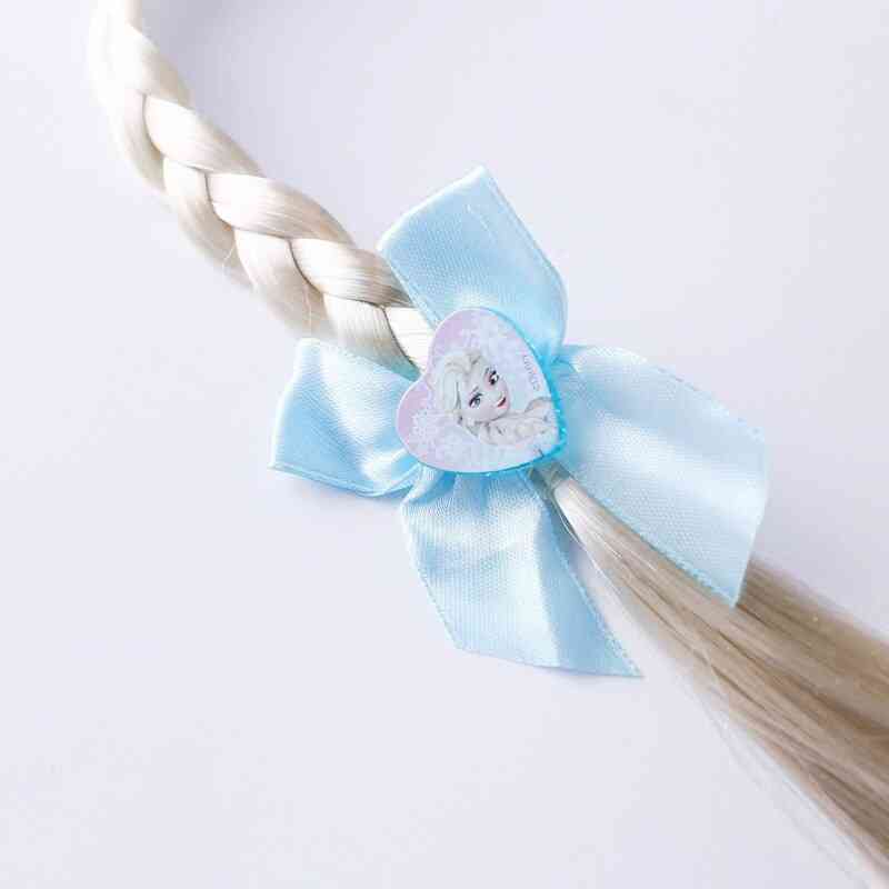 1 Pcs Frozen Elsa Cartoon Wigs Ponytail Hair Headbands Rubber Beauty Fashion (blue)