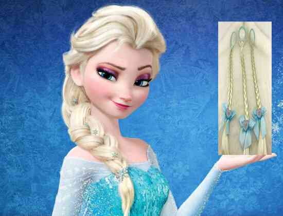 1 pcs Filles Frozen Elsa Bande Dessinée Perruques Queue De Cheval Bandeaux De Cheveux En Caoutchouc Beauté Mode Jouets (Bleu) -