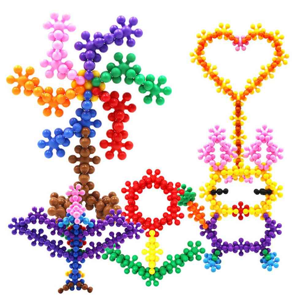 3d Snowflake Plum-building Spin-assembly Insert Building-blocks