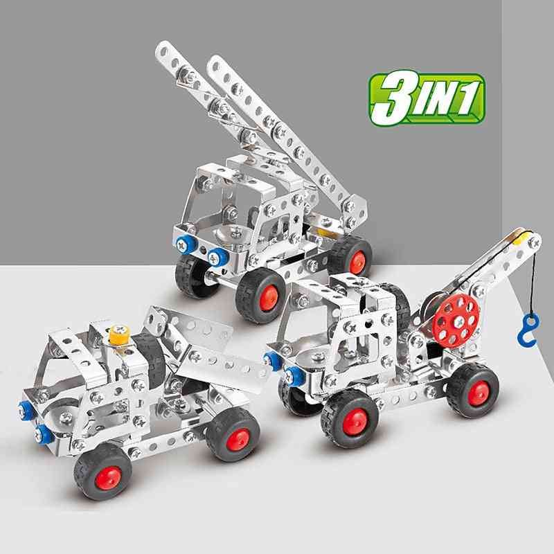 3in1 City Engineering Car Truck Alloy Metal, Disassembly Building Block With Tool