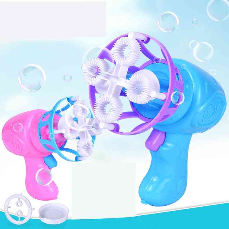 Elektrische automatische Bubble Maker Pistole mit Mini Fan Kinder Outdoor-Spielzeug, Sommer lustige magische Bubble Blower Maschine - blau