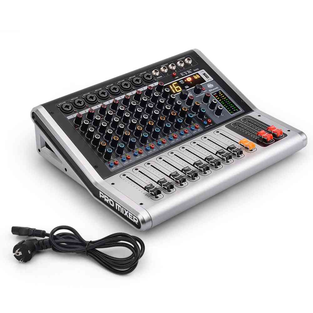 Ea80 console de mixagem de 8 canais com mudo e interruptor pfl bluetooth, gravação de 3 bandas, eq 16 dsp, mixer de áudio USB -