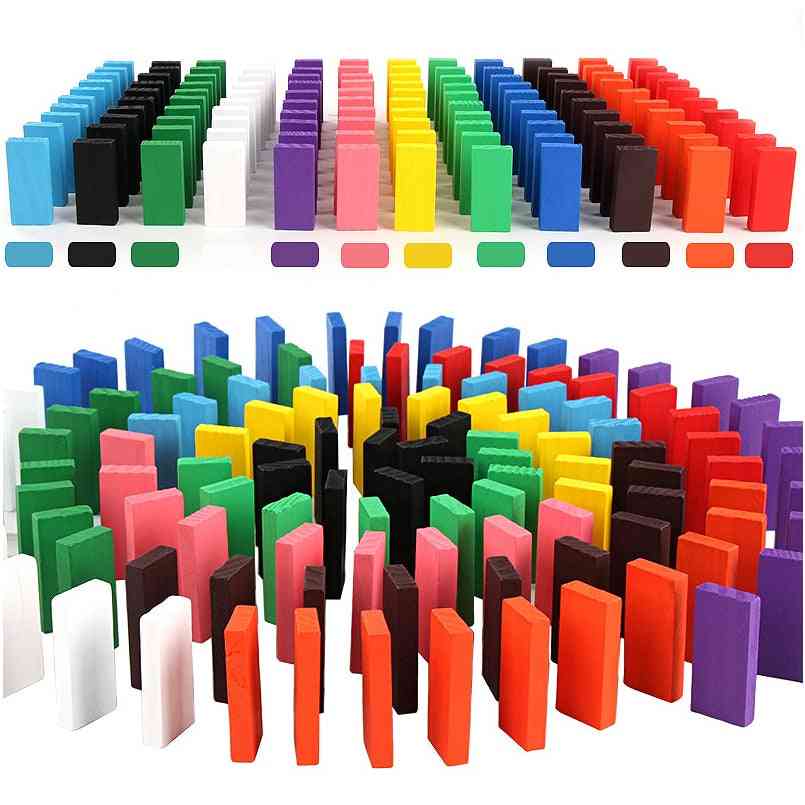 Wooden Rainbow Domino Building Blocks For