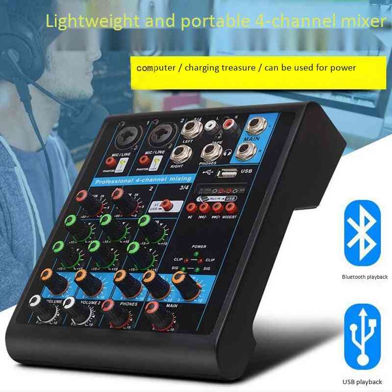 4-channel Small Bluetooth Mixer With Reverb Effect