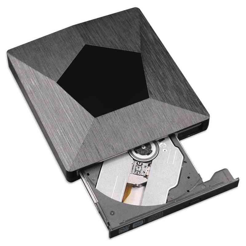 מקליט DVD חיצוני USB 3.0. כונן אופטי חיצוני. שולחן עבודה. כונן אוניברסלי למחשב נייד למחשבי מקינטוש, חלונות (שחור) -