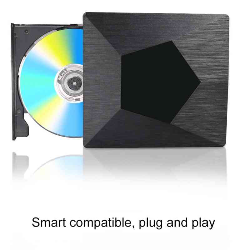 מקליט DVD חיצוני USB 3.0. כונן אופטי חיצוני. שולחן עבודה. כונן אוניברסלי למחשב נייד למחשבי מקינטוש, חלונות (שחור) -