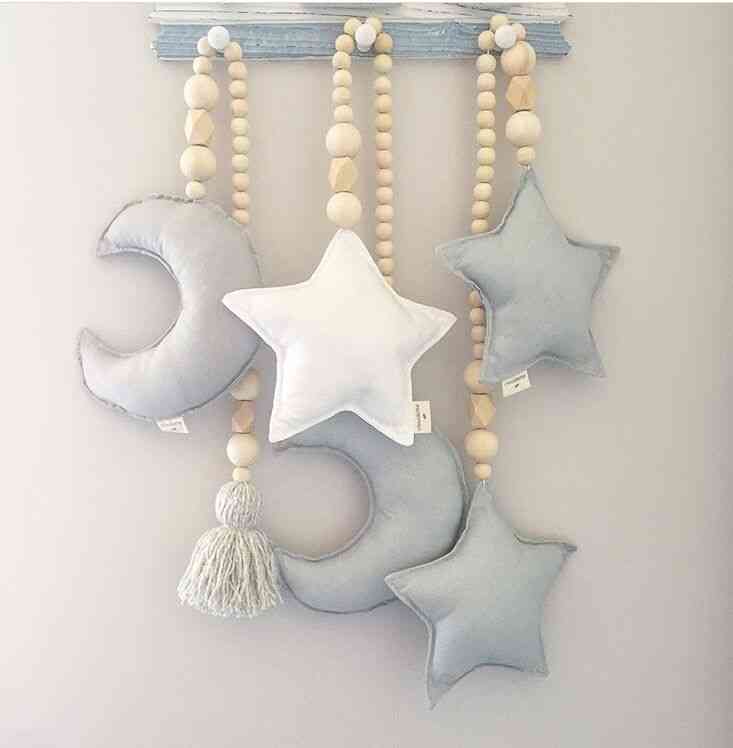 Moon/star With Wood Beads Style-tassel Hanging Ornaments