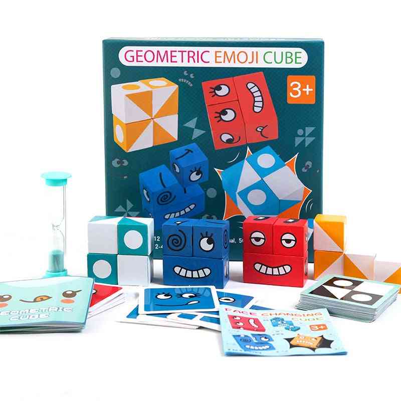 Geometric Figures Matching Face Change Cube Building Blocks - Intelligence Parent-child Board Game  (200blocks)