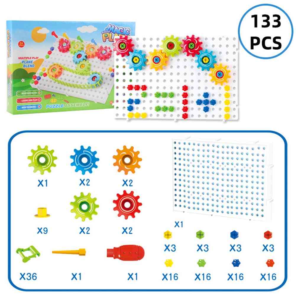 3d Puzzle Building Kit - Set Of Diy Plastic Gear Chain Toy