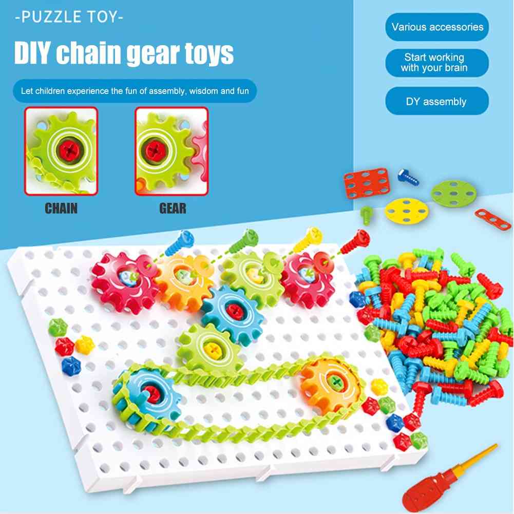 3d Puzzle Building Kit - Set Of Diy Plastic Gear Chain Toy