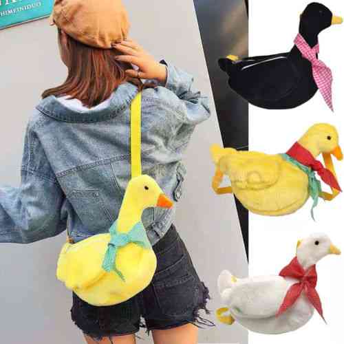 Duck With Scarf In Neck Design Plush And Soft Crossbody Shoulder-messenger Bag