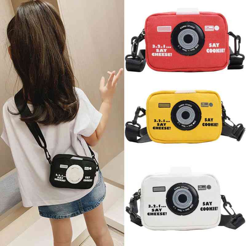 Mode Kinder-Messenger-Taschen, Kamera-Print-Tasche - schwarz