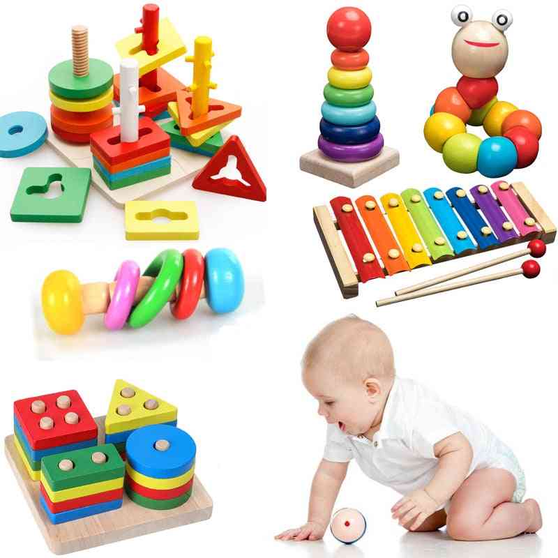 Montessori Wooden Rainbow Blocks Educational Toy