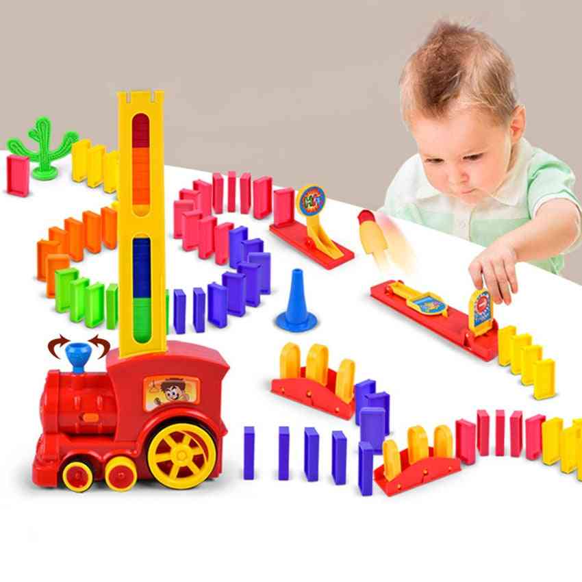 Plastic Dominoes Blocks Brick Diy Sound Light Toy For Boy / Girl