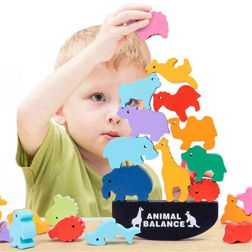 Wooden Animal Balance Blocks-montessori Games