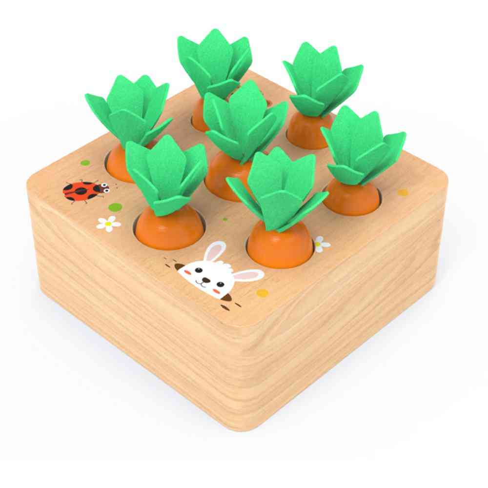Montessori tirando zanahoria habilidad alpinia forma juego de bloques de madera - rojo