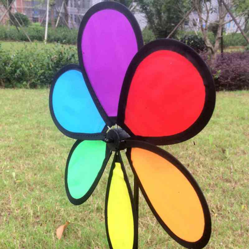 Molino de viento colorido del hilandero de la flor del dazy del arco iris para la decoración del jardín y del patio - niños lindos, juguetes para niños -