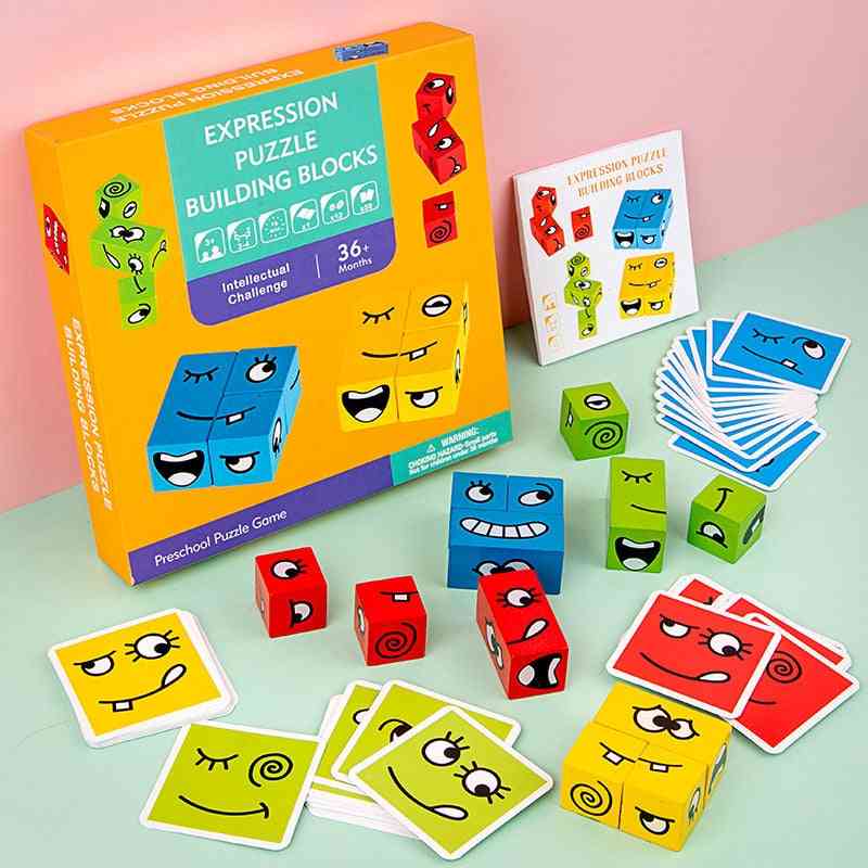 Dětské vzdělávací hračky, emocionální výraz kognitivní hra puzzle sada