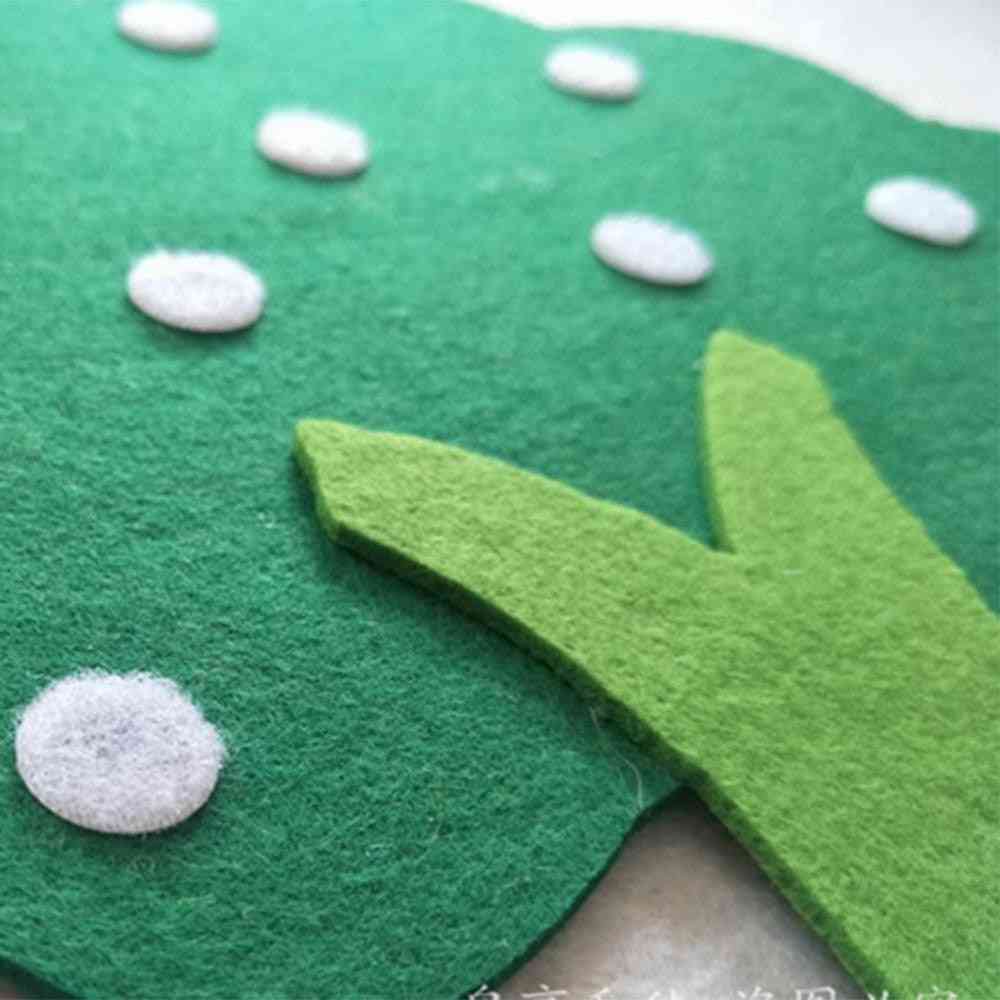 Fieltro tela diy juguete educativo para niños - duradero digital cognitivo infantil montessori educación manzano juguetes, regalos para niños (verde rojo) -
