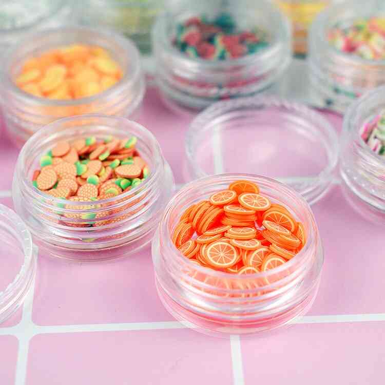 12 tipos / set suministros de limo de cristal de mano rebanadas de flores de frutas uñas caja de consejos de arte para niños - 1