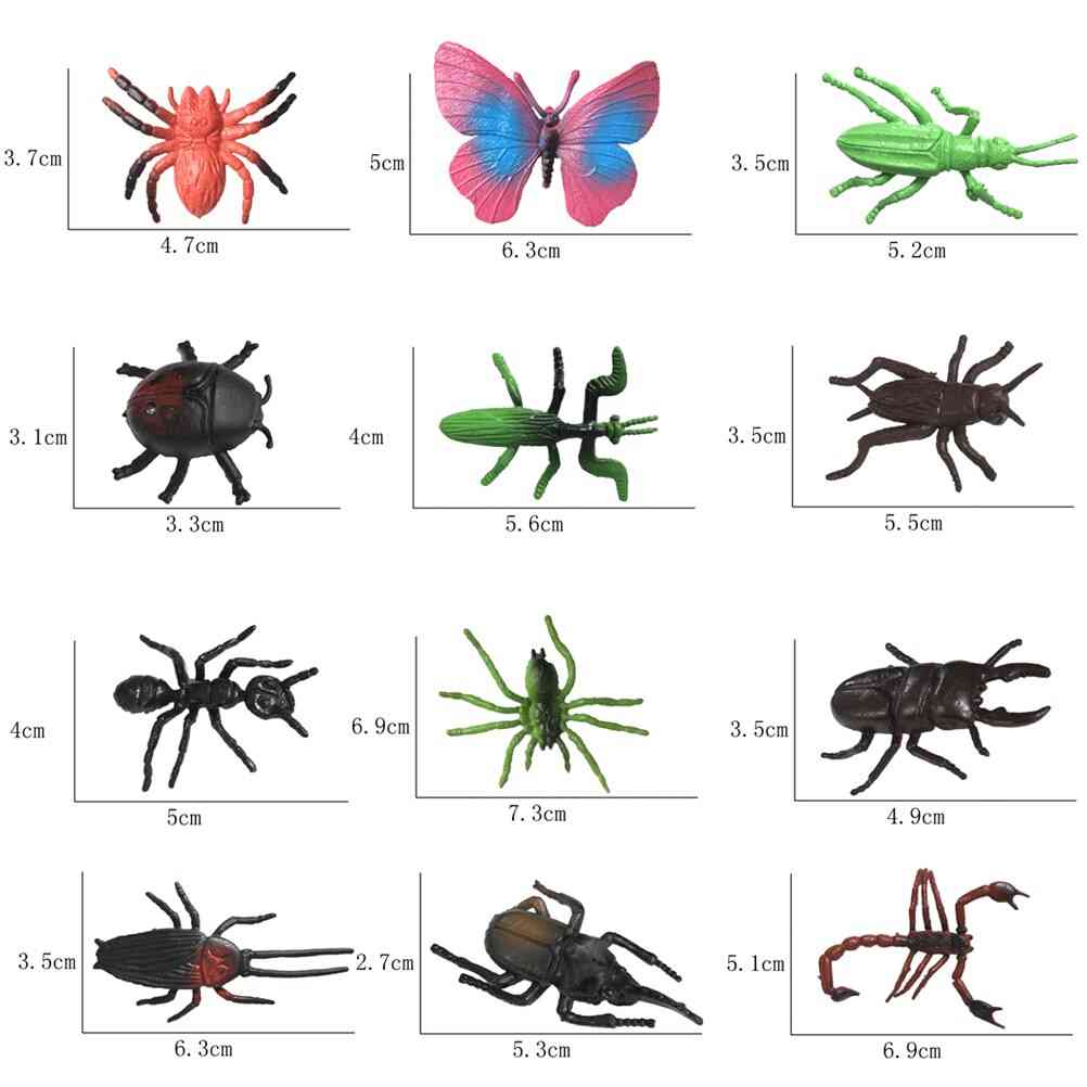 12 stks simulatie dier en plant bos insect model speelgoed - kinderen biologie onderwijs leren educatief speelgoed verjaardagscadeautjes (12 stks) -