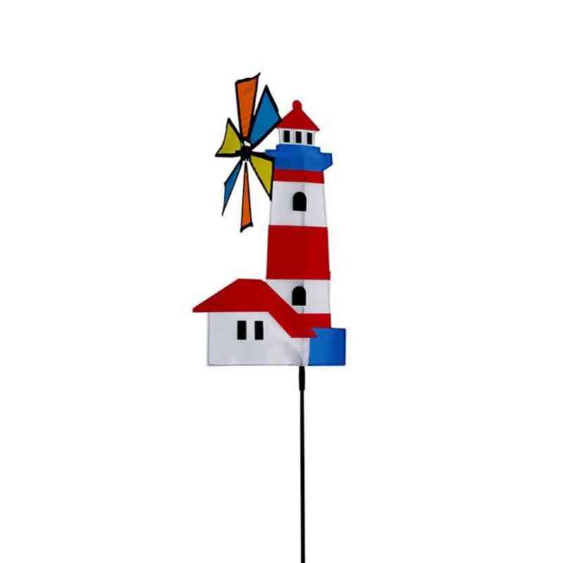 3D Huis Windmolen Wind Spinner Draaimolen Pinwheel Yard Tuin Decor Outdoor Klassiek Kinderen Speelgoed -