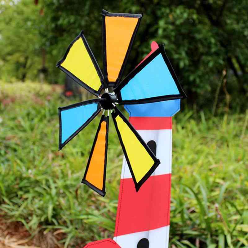 3d hus vindmølle vind spinner whirligig pinwheel yard haveindretning udendørs klassisk børnelegetøj -