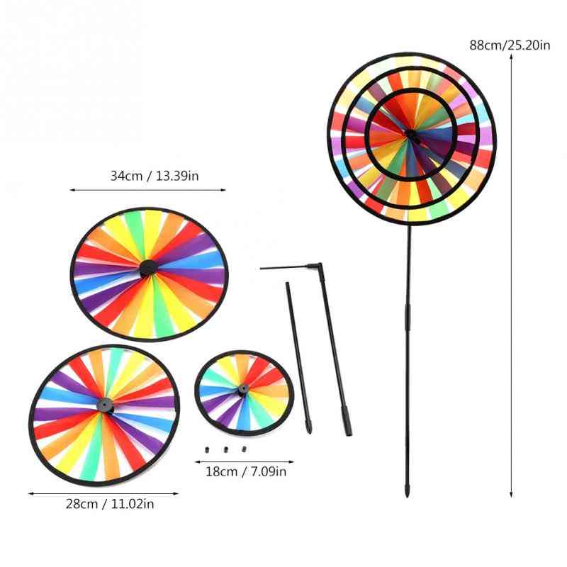 Vindmølle pinwheel sportslegetøj, pvc vindmølle legetøj, tricolor regnbuehjul børn børn udendørs legetøj rund vindmølle bedste gaver -