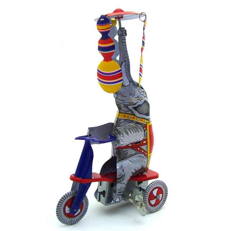 Vintage retro elefant på trehjuling tenn leksak klassisk urverk vind upp elefant samling tenn leksak för vuxna barn samlar gåva -