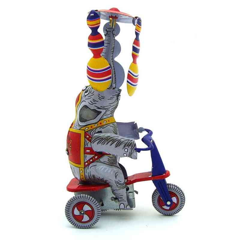 Vintage rétro éléphant sur tricycle jouet en étain horloge classique liquidation éléphant collection jouet en étain pour adulte enfants cadeau de collection -