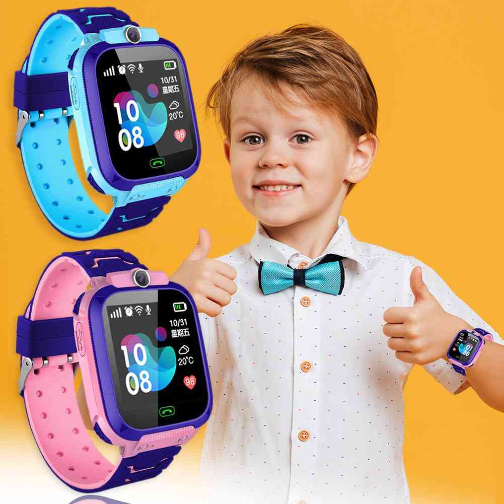 Reloj inteligente de 400 mah con ubicación de lbs teléfono sos para niños, tarjeta sim de soporte - azul profundo