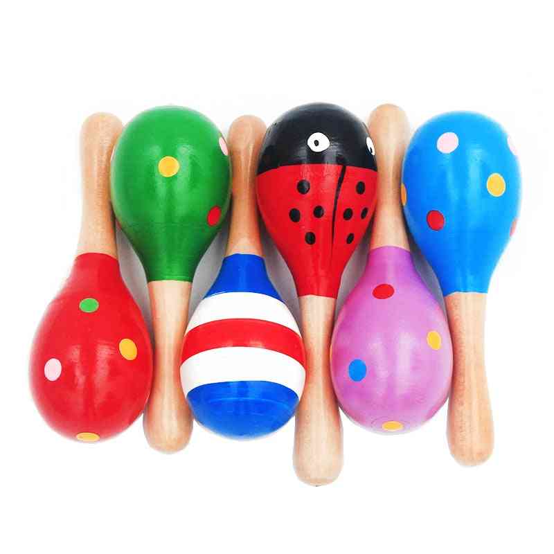 Infant & Toddlers Sand Hammer - Wooden Maraca Rattles Toy