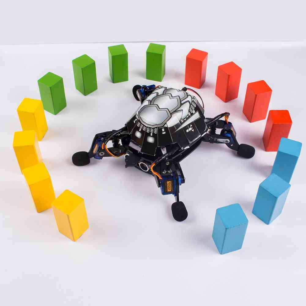 Tortue robot bionique rollflash avec kit de jouets de contrôle d'application pour éviter les obstacles (noir) -
