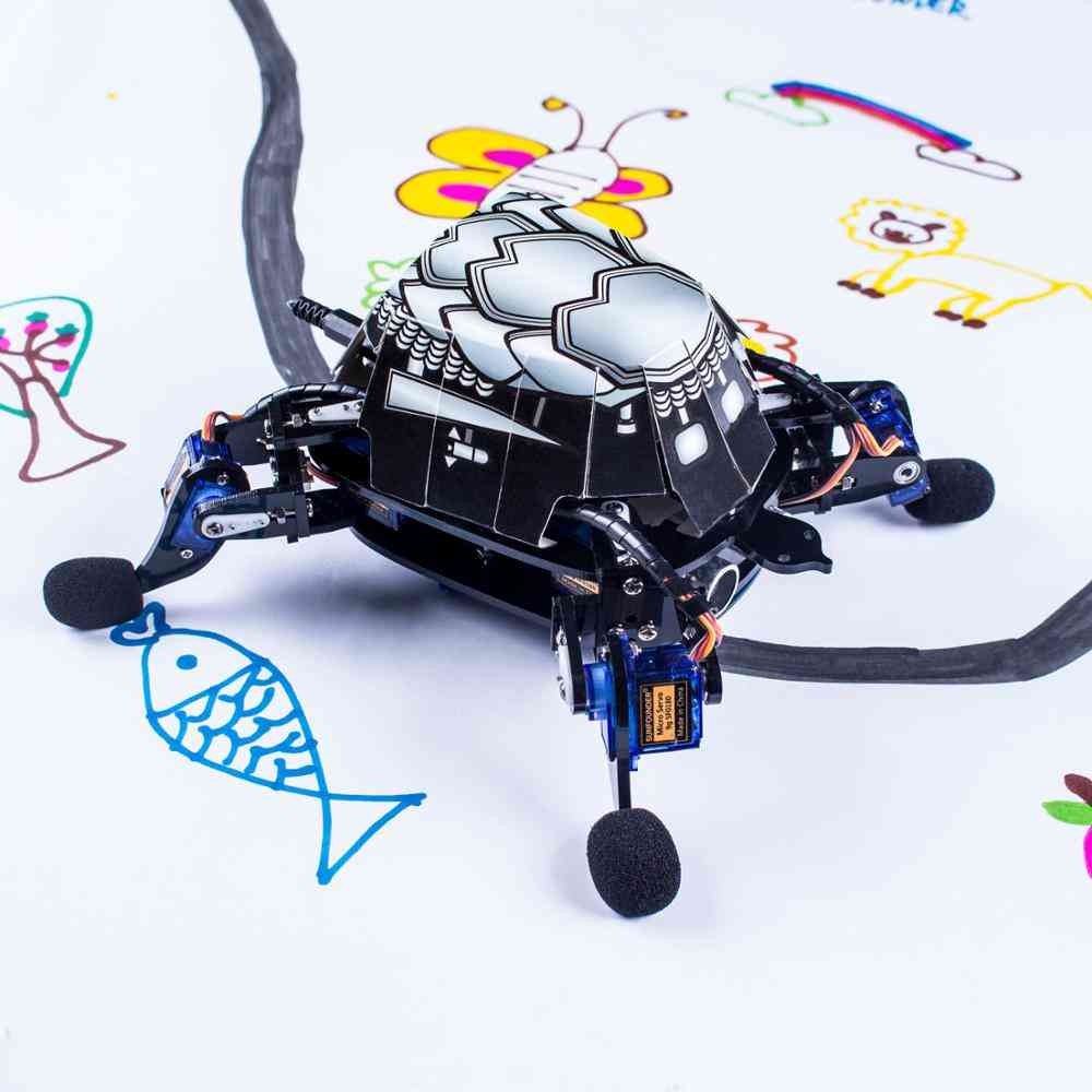 Rollflash bionische robotschildpad met app-besturing speelgoedkit voor het vermijden van obstakels (zwart) -