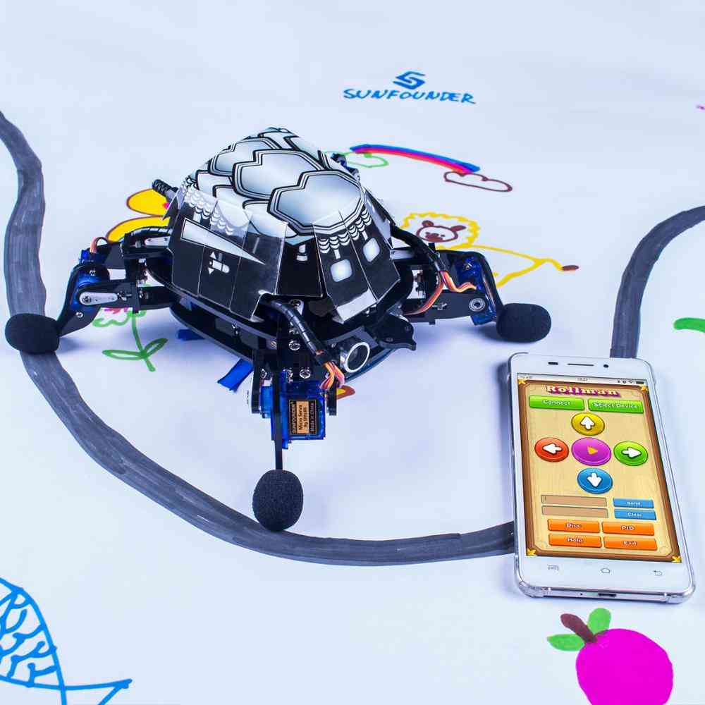 Tartaruga robotica bionica rollflash con kit giocattolo di controllo app per evitare gli ostacoli (nero) -