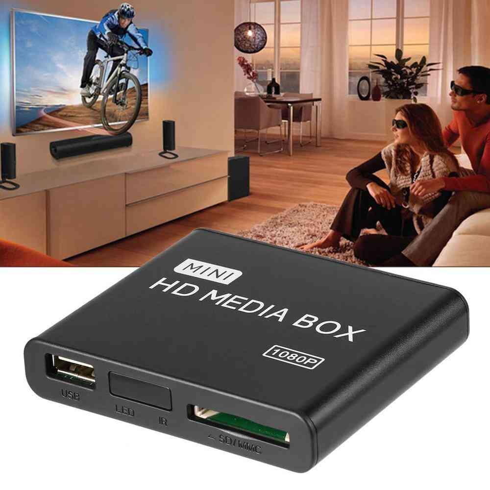Mini media player-1080p mini hdd media tv box reproductor multimedia de video full hd con lector de tarjetas sd mmc 100mpbs au enchufe de EE.