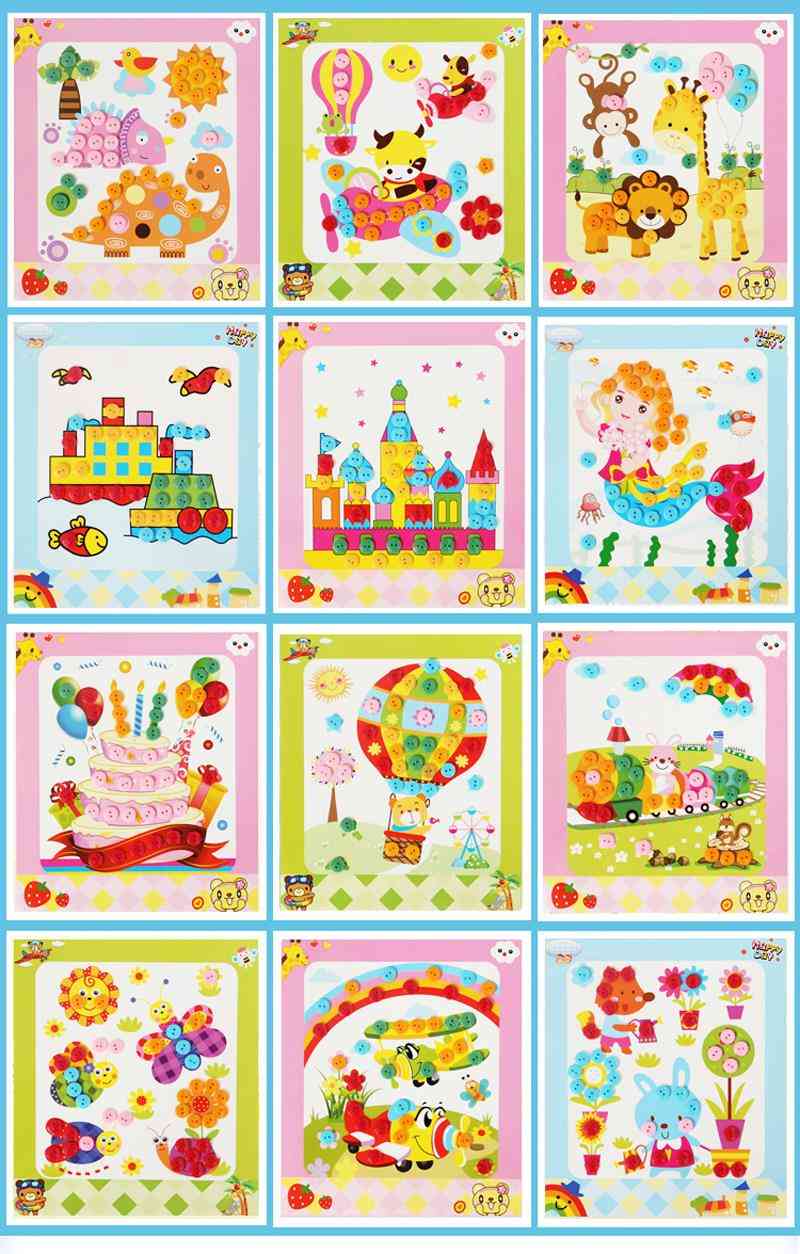 Knapp pussel klistermärken handgjorda leksaker för barn, montessori - 1st för pojke
