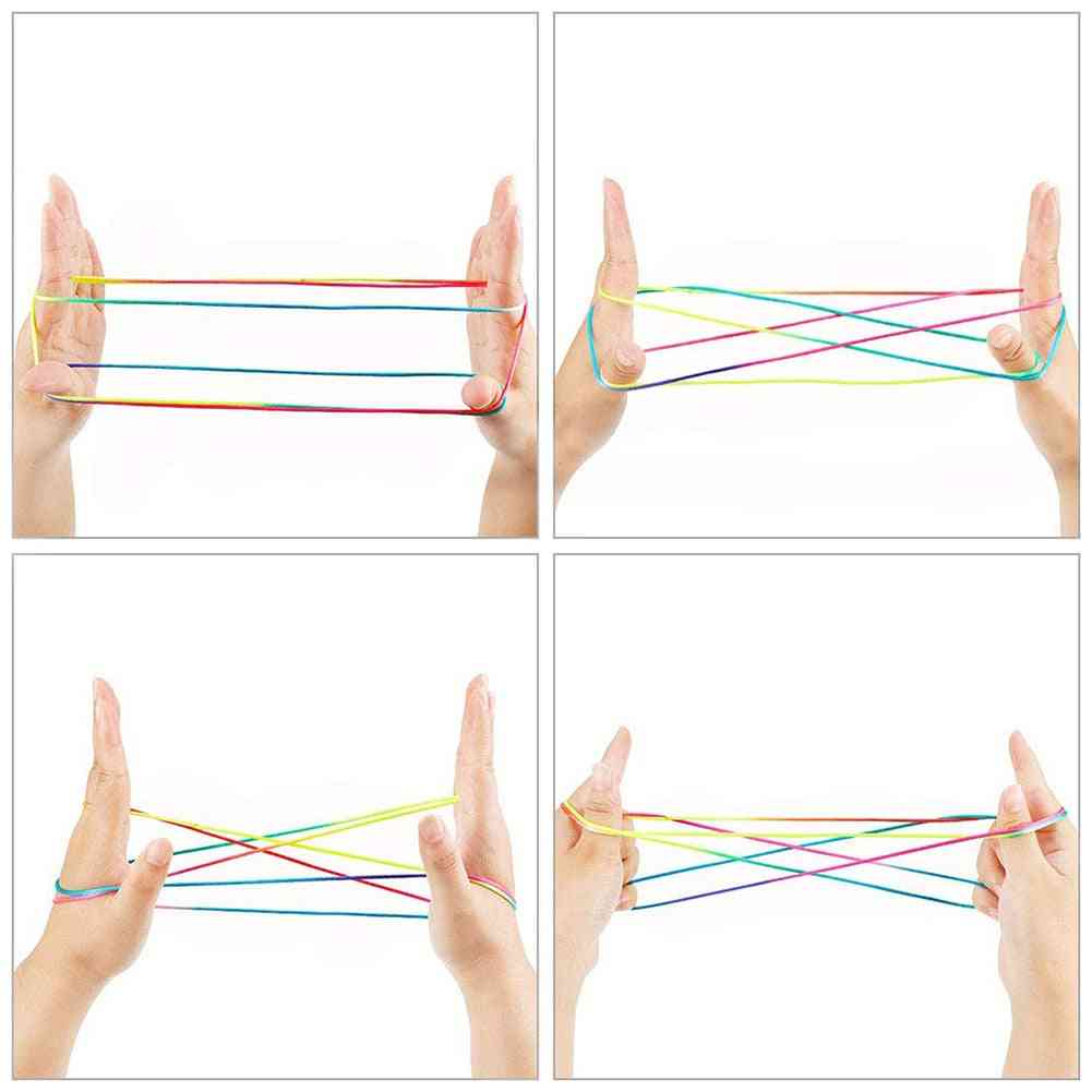 Børn regnbuefarv fumler finger tråd reb snore spil udviklingslegetøj til børn (regnbue) -